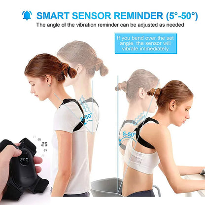 Smart Posture Corrector Sensor Vibration Reminder Posture Reminder for Adjustable Angle and Strap Help to Keep Right Posture