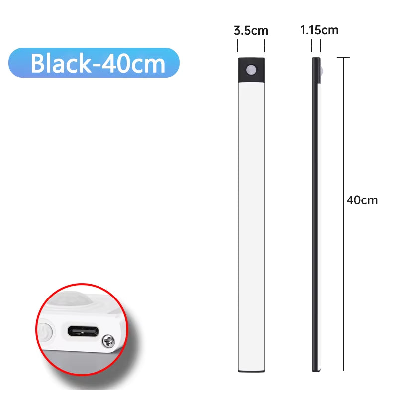 USB Rechargeable Wireless Motion Sensor LED Night Light for Under Cabinet, Kitchen, Bedroom, and Wardrobe Illumination