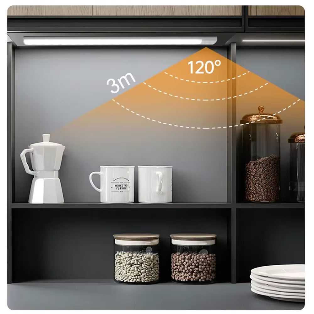 USB Rechargeable Wireless Motion Sensor LED Night Light for Under Cabinet, Kitchen, Bedroom, and Wardrobe Illumination