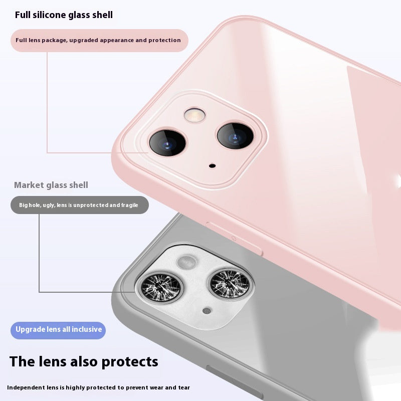 White Tempered Glass All-Inclusive Drop-Resistant Phone Case
