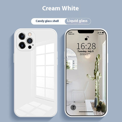 White Tempered Glass All-Inclusive Drop-Resistant Phone Case