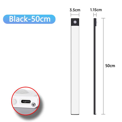 USB Rechargeable Wireless Motion Sensor LED Night Light for Under Cabinet, Kitchen, Bedroom, and Wardrobe Illumination
