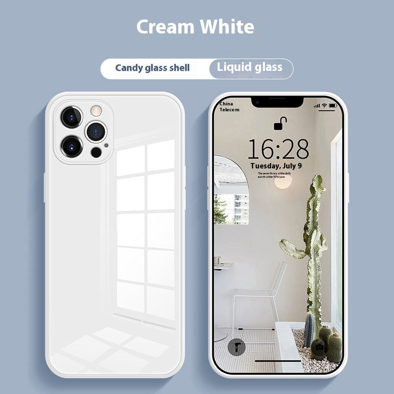 White Tempered Glass All-Inclusive Drop-Resistant Phone Case