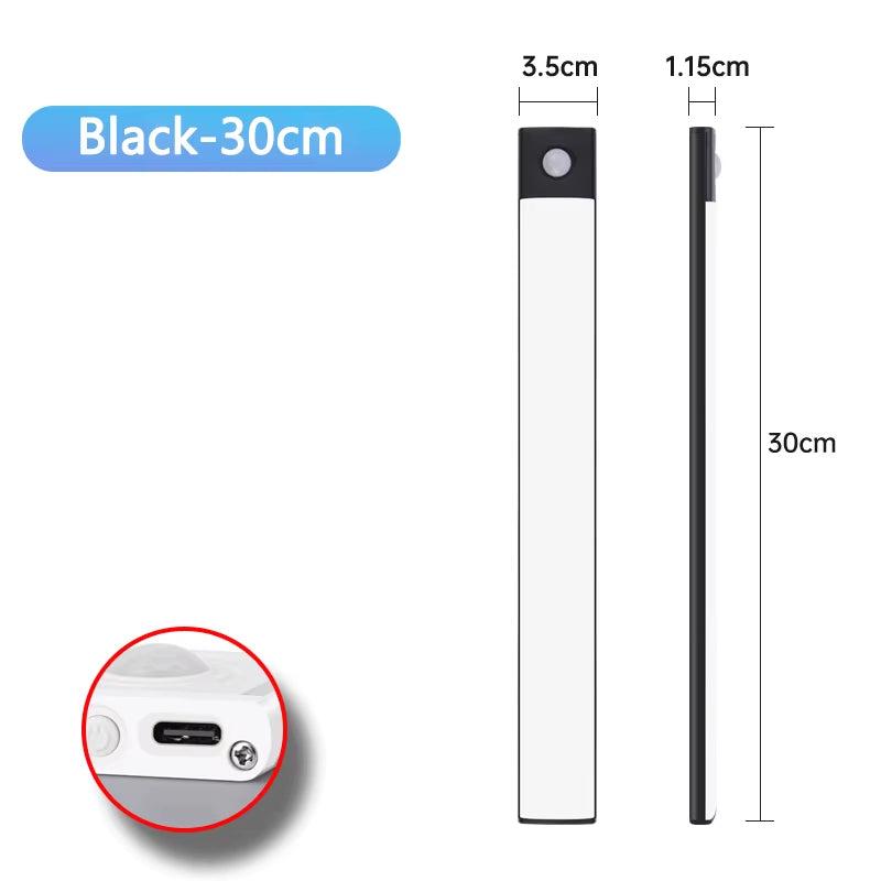 USB Rechargeable Wireless Motion Sensor LED Night Light for Under Cabinet, Kitchen, Bedroom, and Wardrobe Illumination
