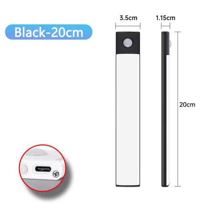 USB Rechargeable Wireless Motion Sensor LED Night Light for Under Cabinet, Kitchen, Bedroom, and Wardrobe Illumination