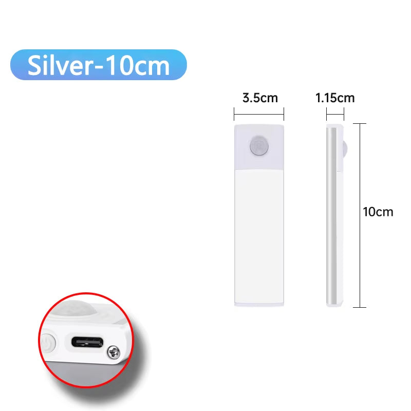 USB Rechargeable Wireless Motion Sensor LED Night Light for Under Cabinet, Kitchen, Bedroom, and Wardrobe Illumination