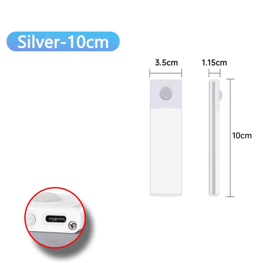 USB Rechargeable Wireless Motion Sensor LED Night Light for Under Cabinet, Kitchen, Bedroom, and Wardrobe Illumination