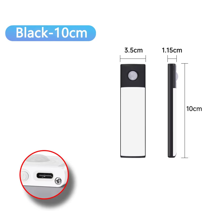 USB Rechargeable Wireless Motion Sensor LED Night Light for Under Cabinet, Kitchen, Bedroom, and Wardrobe Illumination